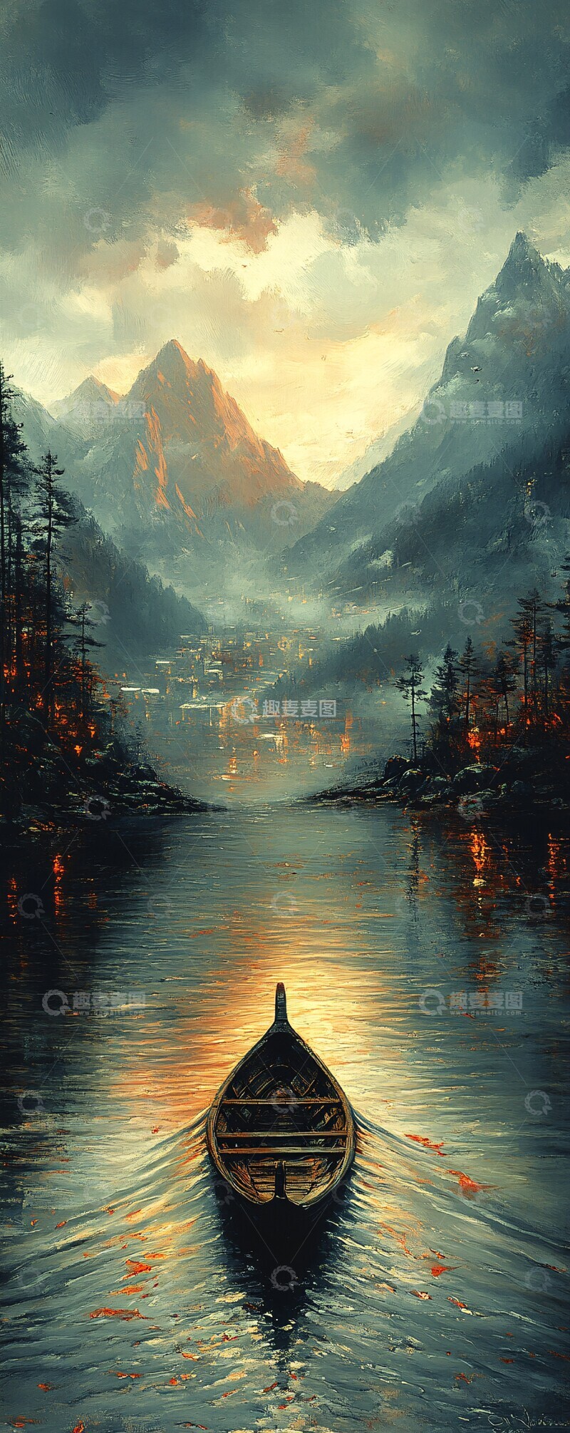 高清大图下载【趣麦麦图】快艇穿越河景3