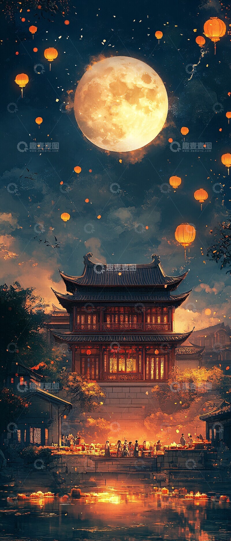 高清大图下载【趣麦麦图】中秋佳节月圆夜