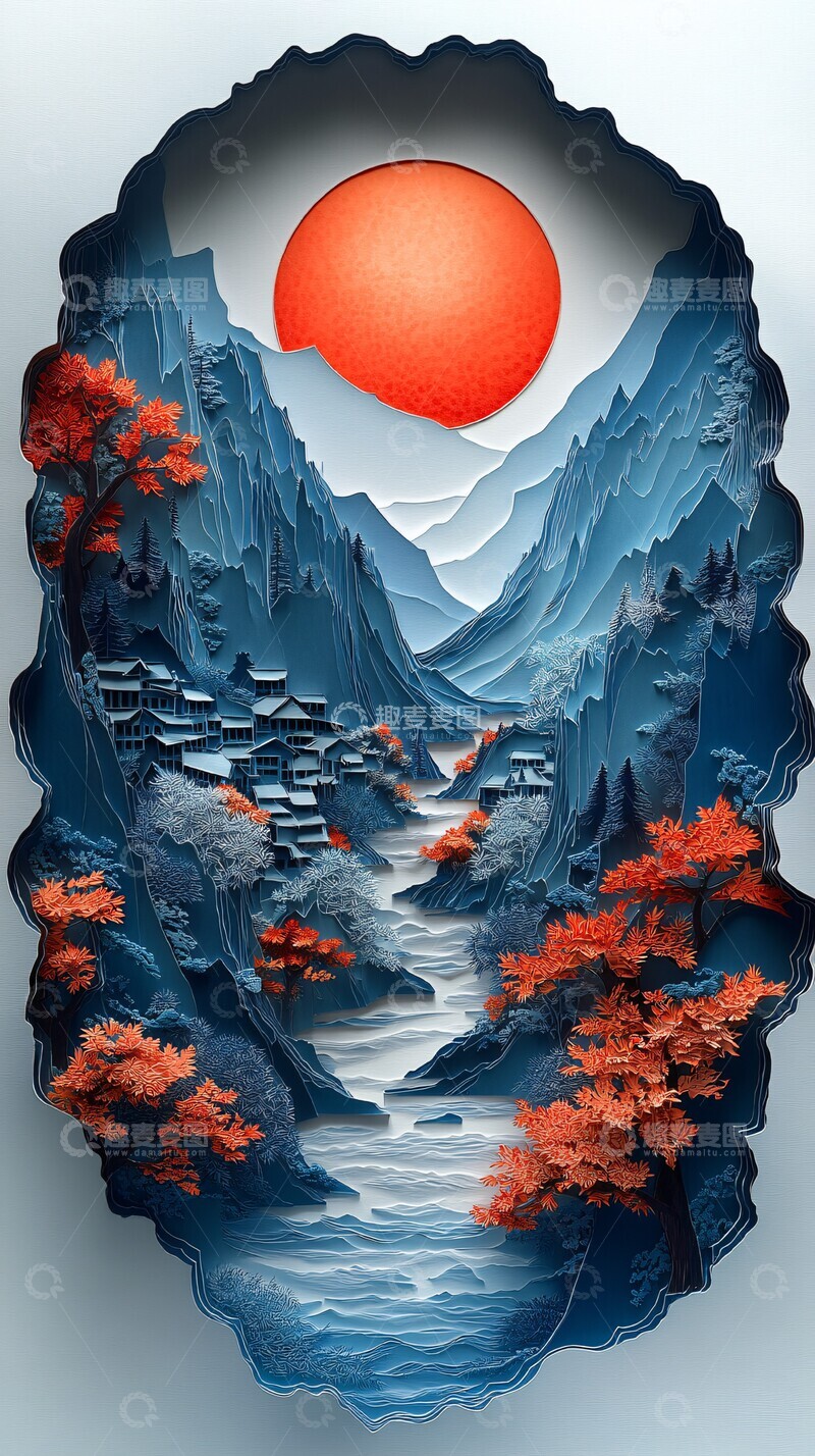 高清大图下载【趣麦麦图】山村民居纸雕2