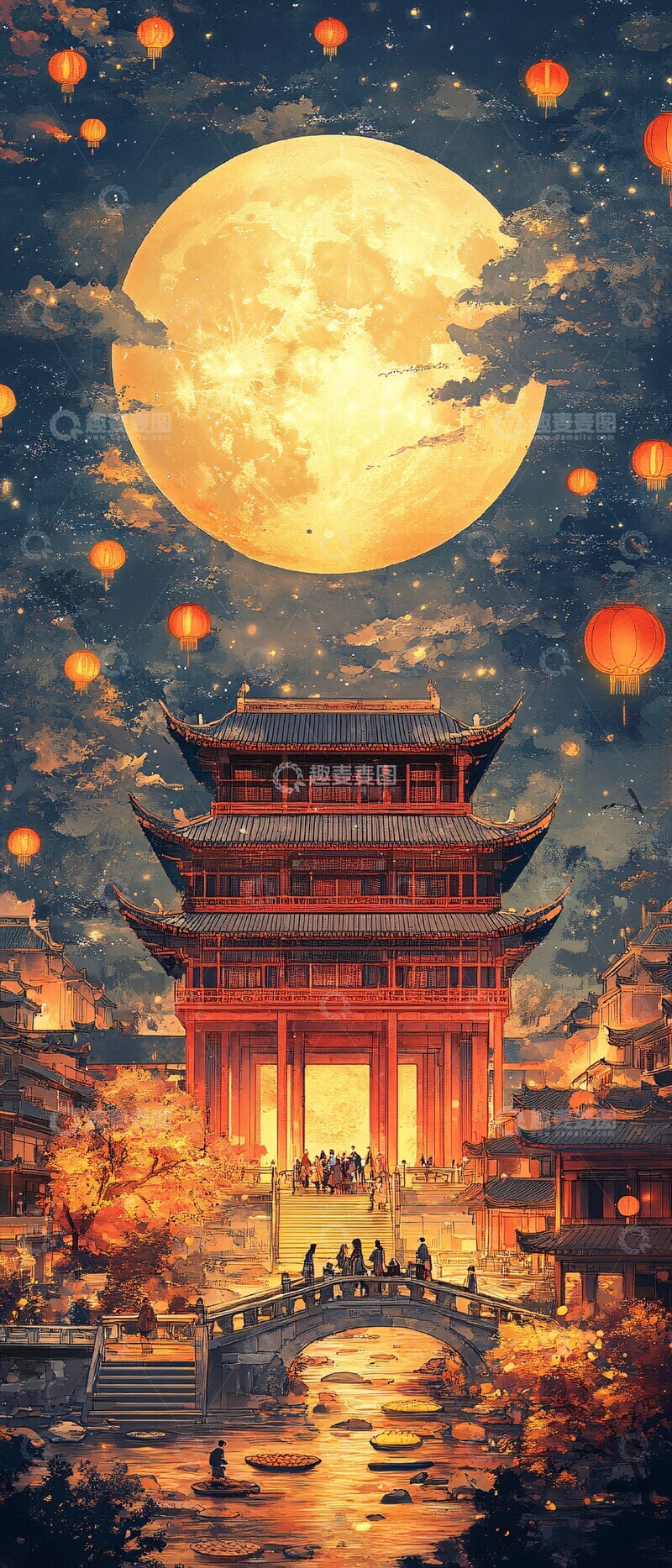 高清大图下载【趣麦麦图】中秋佳节月圆夜1