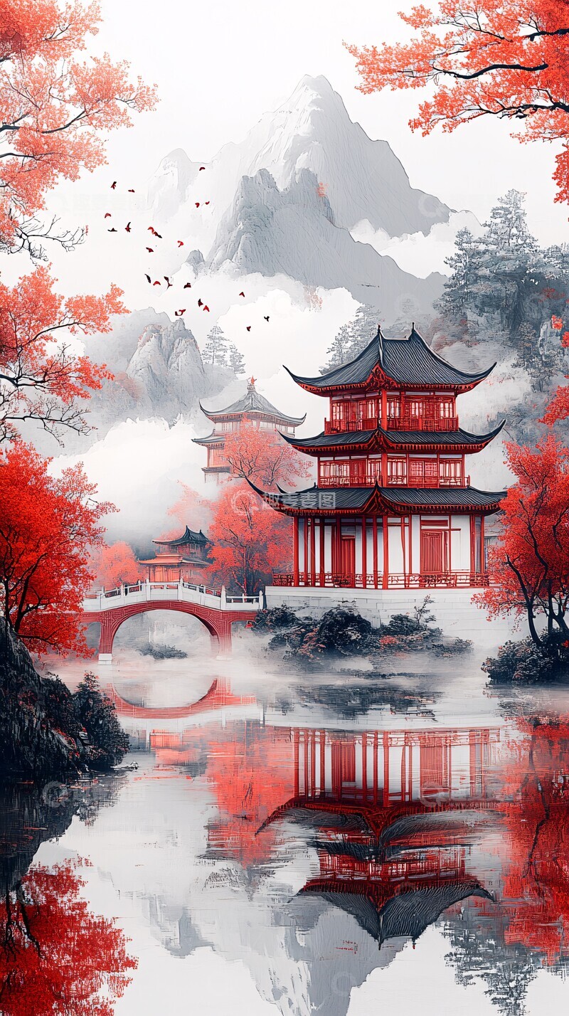 高清大图下载【趣麦麦图】山水云桥纸雕1