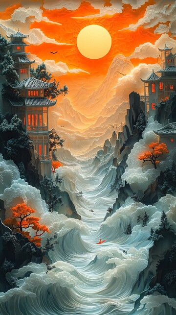 清晨阳光剪纸图1