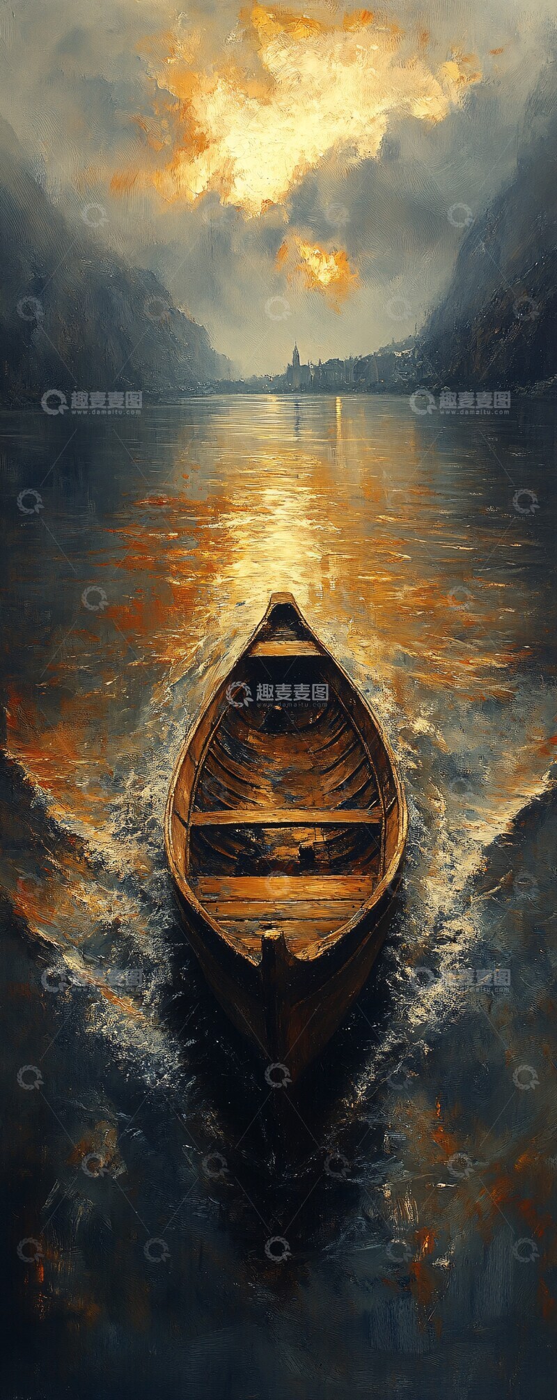 高清大图下载【趣麦麦图】快艇穿越河景2