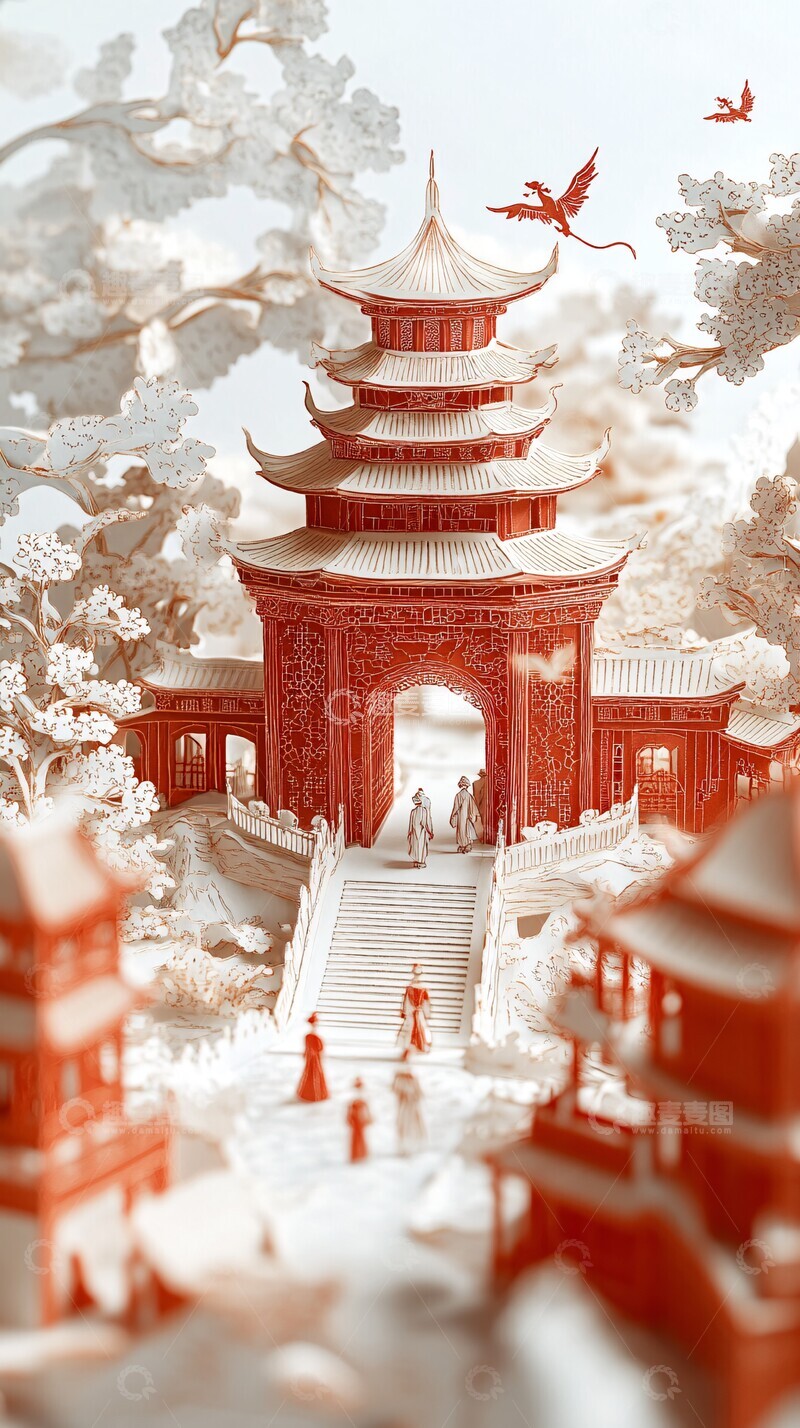 高清大图下载【趣麦麦图】南天门城剪纸艺术1