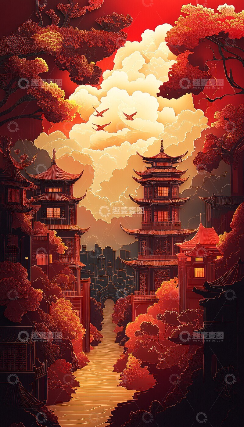 高清大图下载【趣麦麦图】剪纸艺术灯笼图1