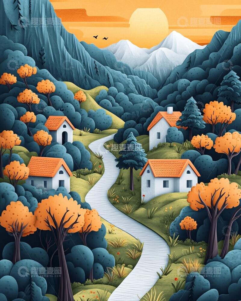 高清大图下载【趣麦麦图】纸风格地图风格地图设计2