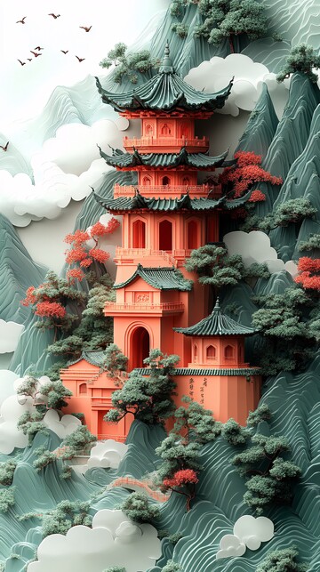 玉石山水祥云图2