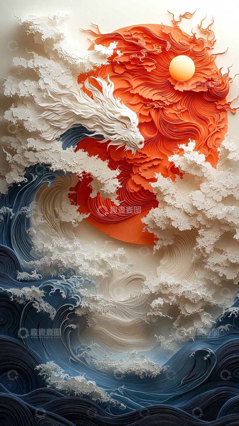 高清大图下载【趣麦麦图】夏日纸艺建筑水流