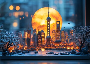 纸艺塔楼光影2