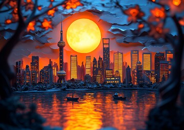 纸艺塔楼光影1