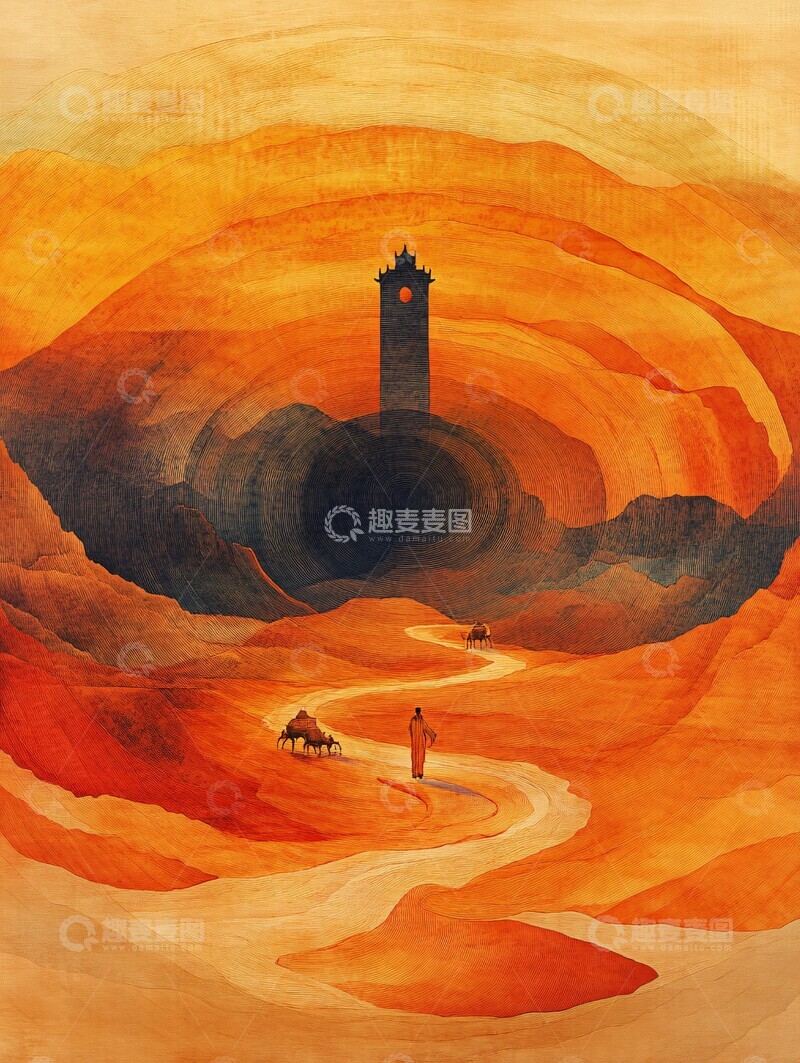 高清大图下载【趣麦麦图】沙漠古寺微景观