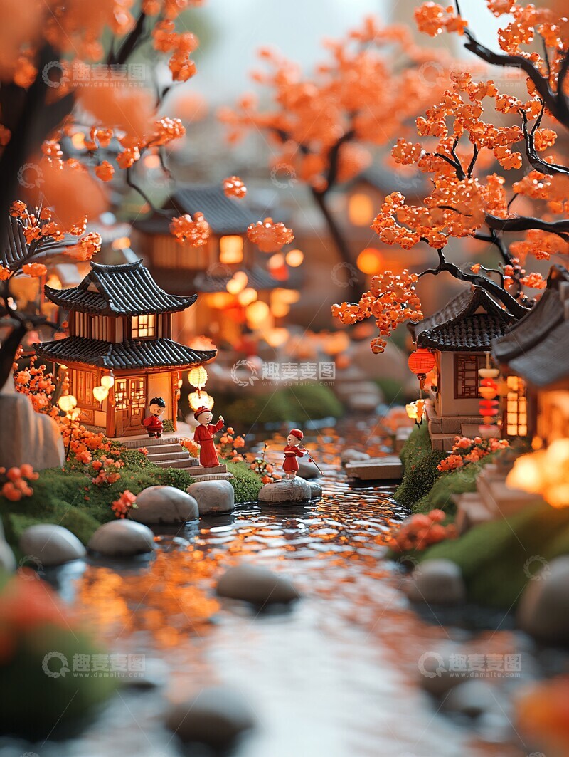 高清大图下载【趣麦麦图】新春喜庆小城1