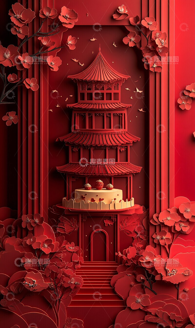 高清大图下载【趣麦麦图】纸艺立体蛋糕卡片