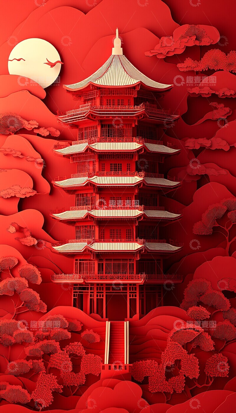 高清大图下载【趣麦麦图】-红色剪纸作品1