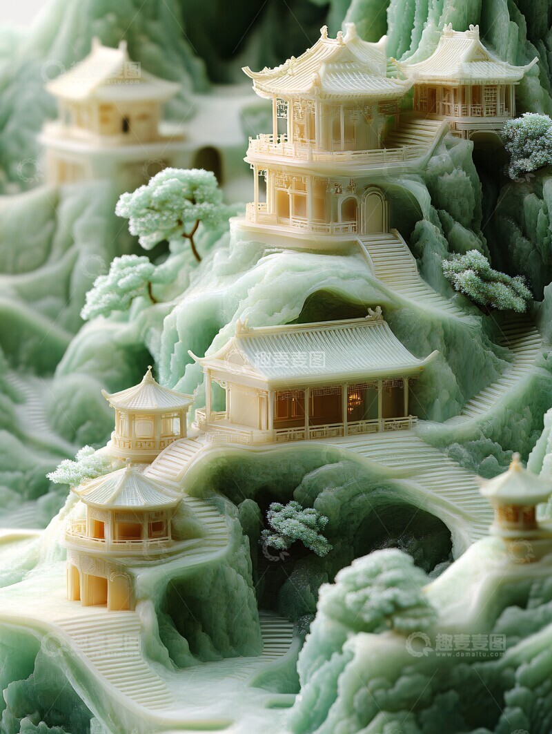 高清大图下载【趣麦麦图】玉雕微缩地图卷