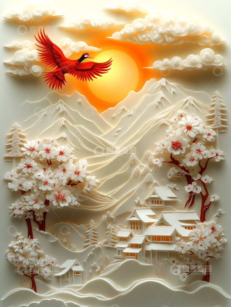 高清大图下载【趣麦麦图】冬日山间金阳光