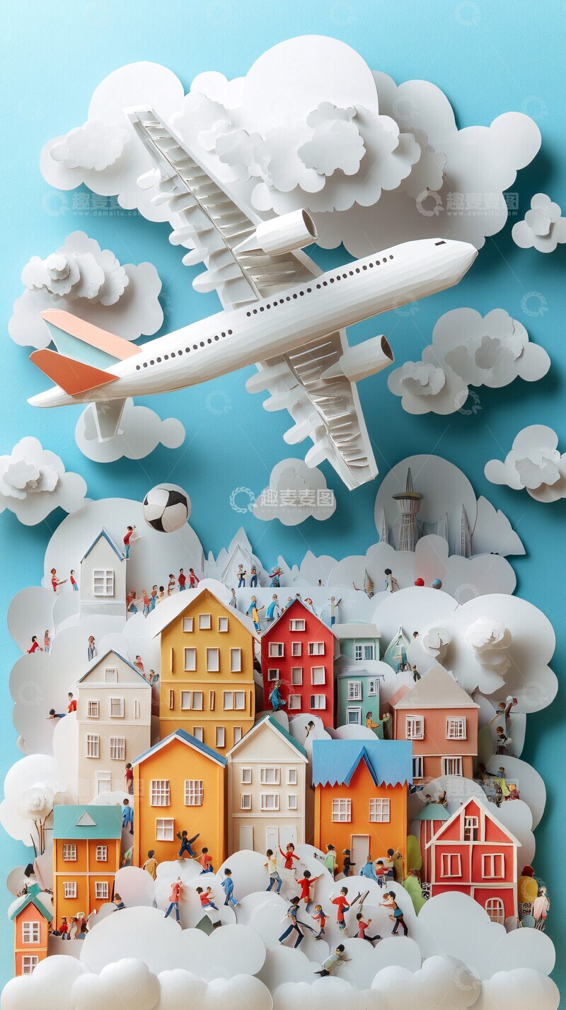 高清大图下载【趣麦麦图】-飞机飞过云朵