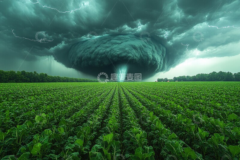 高清大图下载【趣麦麦图】龙卷风逼近农田