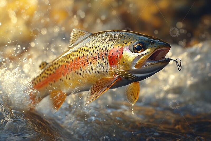 高清大图下载【趣麦麦图】彩虹鲑鱼上钩1