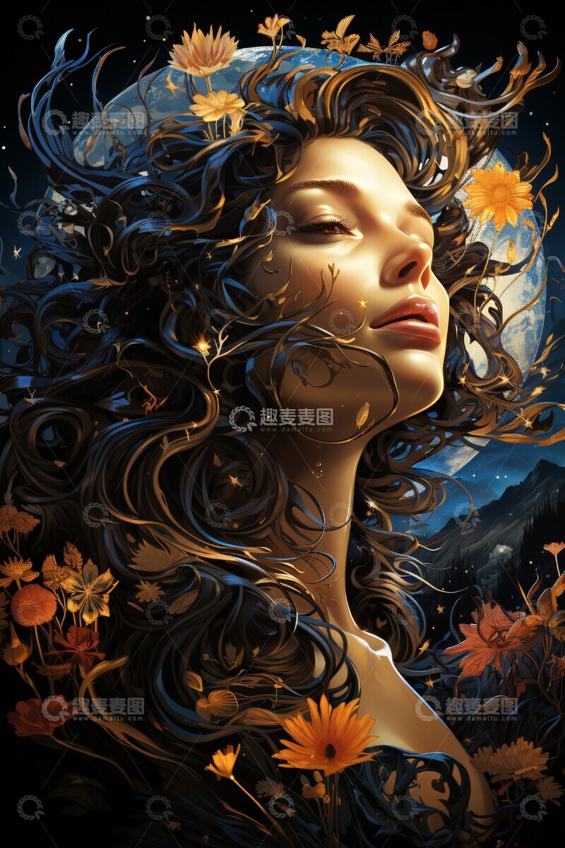 高清大图下载【趣麦麦图】生命之树与星空2