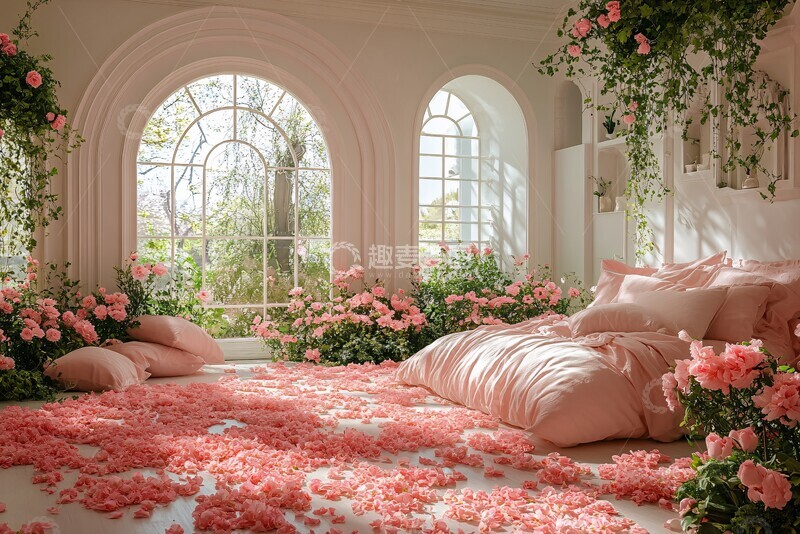 高清大图下载【趣麦麦图】粉色花卉房间