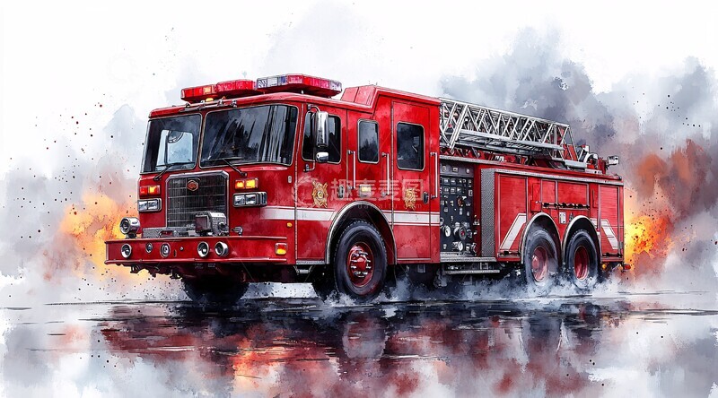 红色消防车红色消防车转台