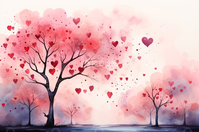 高清大图下载【趣麦麦图】悬挂心形树枝1