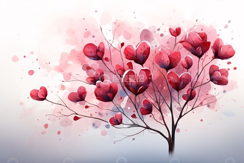 高清大图下载【趣麦麦图】悬挂心形树枝