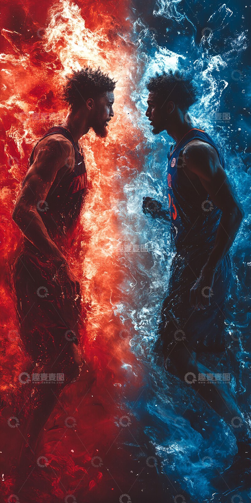 高清大图下载【趣麦麦图】篮球对决篮球球员对决1