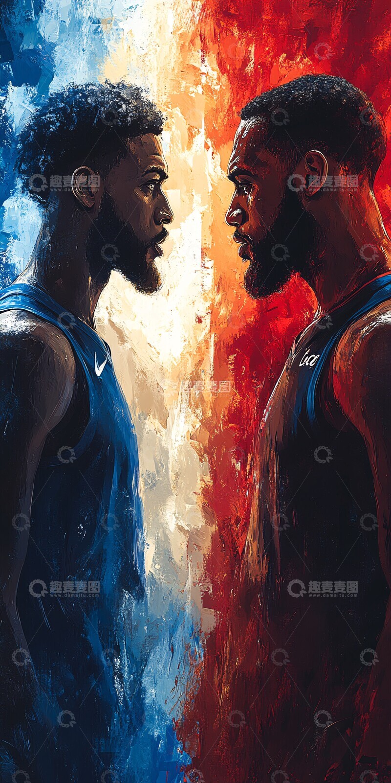 高清大图下载【趣麦麦图】篮球对决篮球球员对决