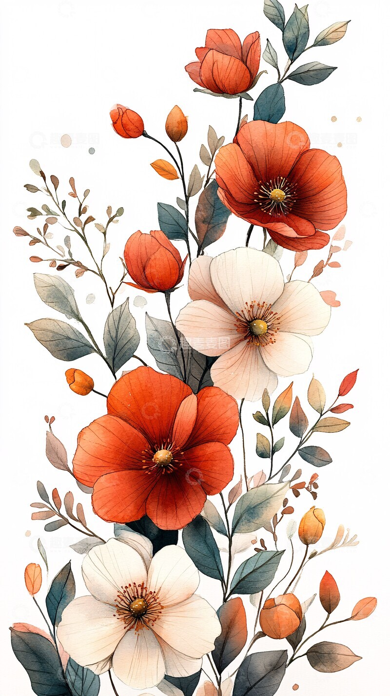 高清大图下载【趣麦麦图】花水彩边框水彩边框粉色1