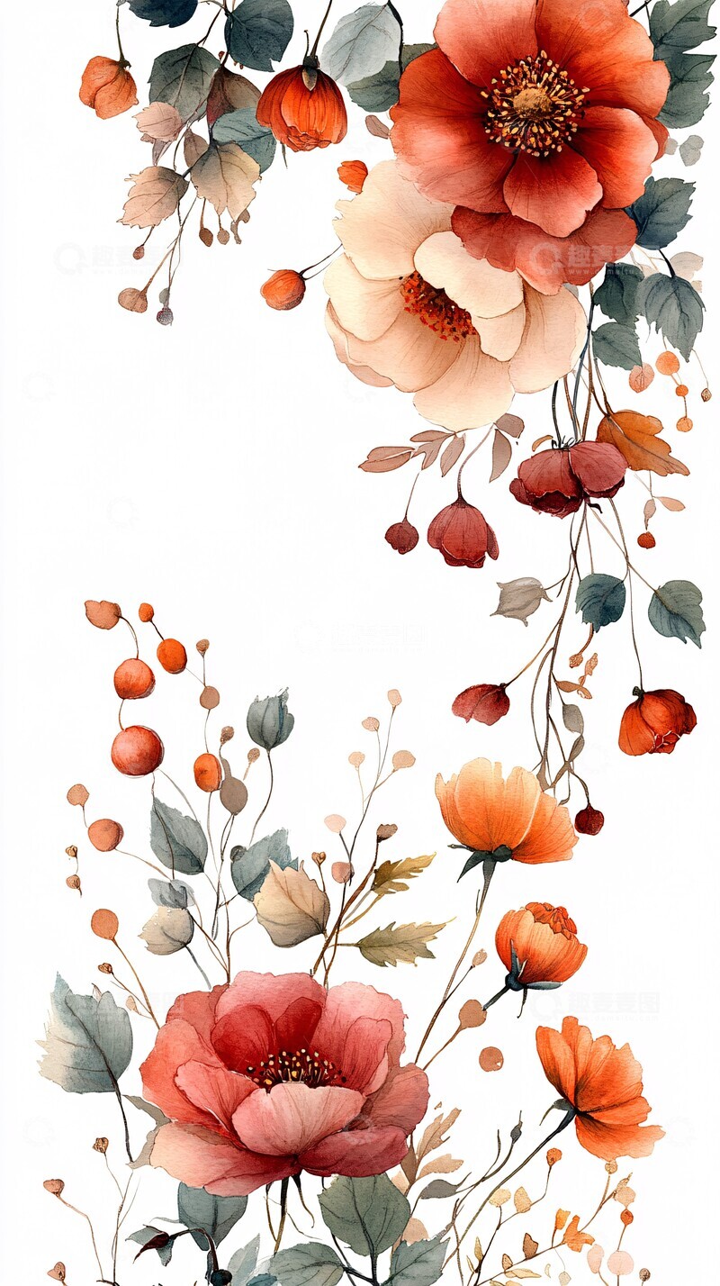 高清大图下载【趣麦麦图】花水彩边框水彩边框粉色2