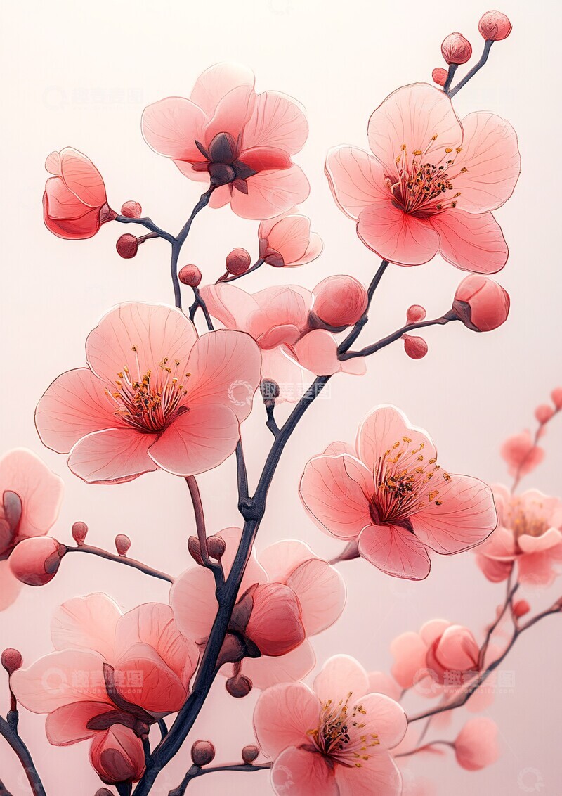 高清大图下载【趣麦麦图】-花枝笔触风格3