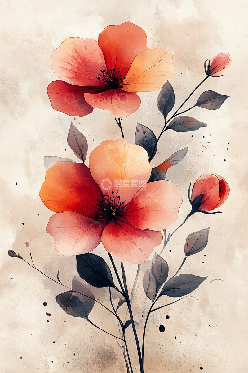 高清大图下载【趣麦麦图】水彩花卉周食记3