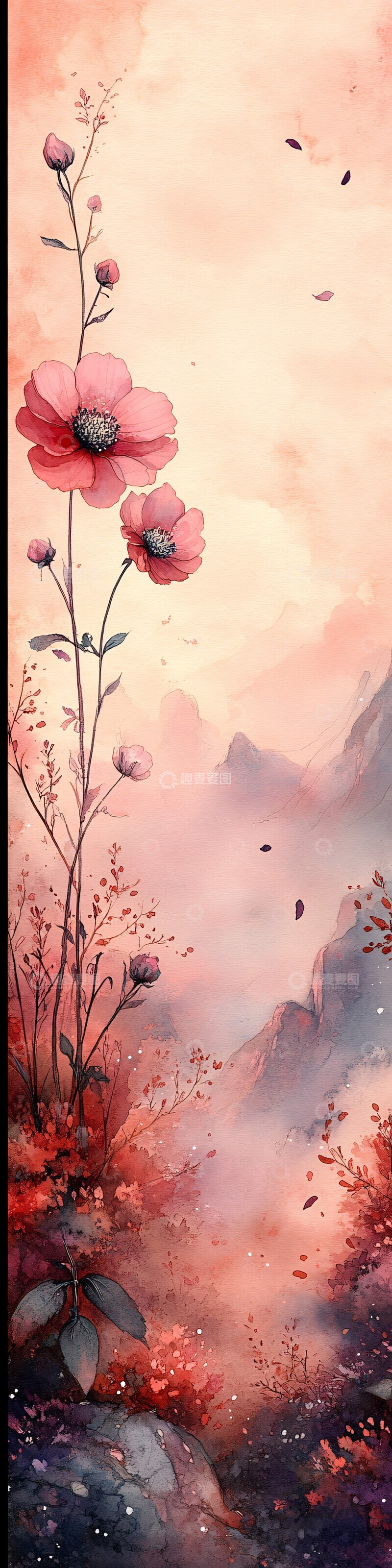 高清大图下载【趣麦麦图】星花水彩画星花水彩背景1