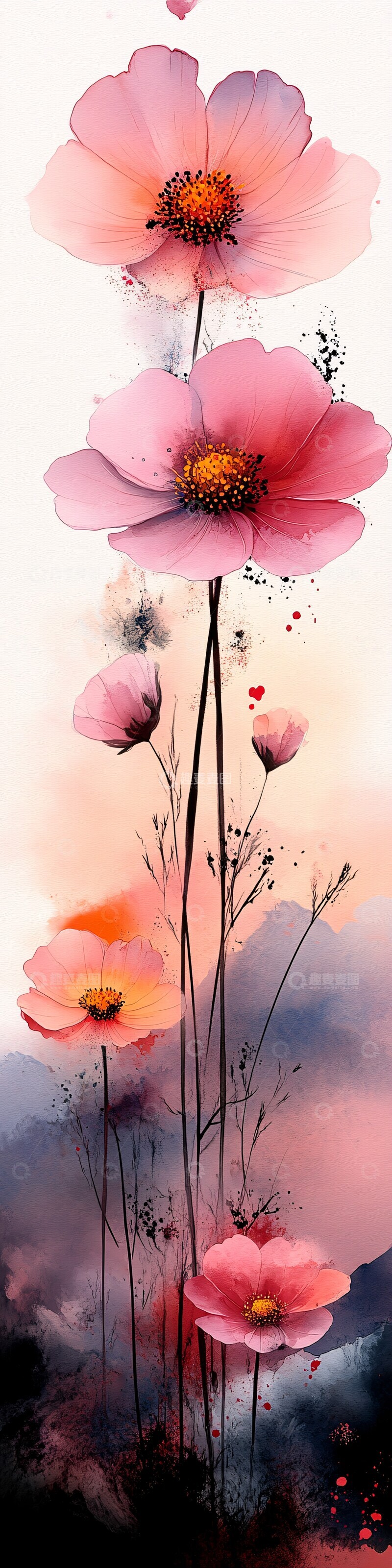 高清大图下载【趣麦麦图】星花水彩画星花水彩背景