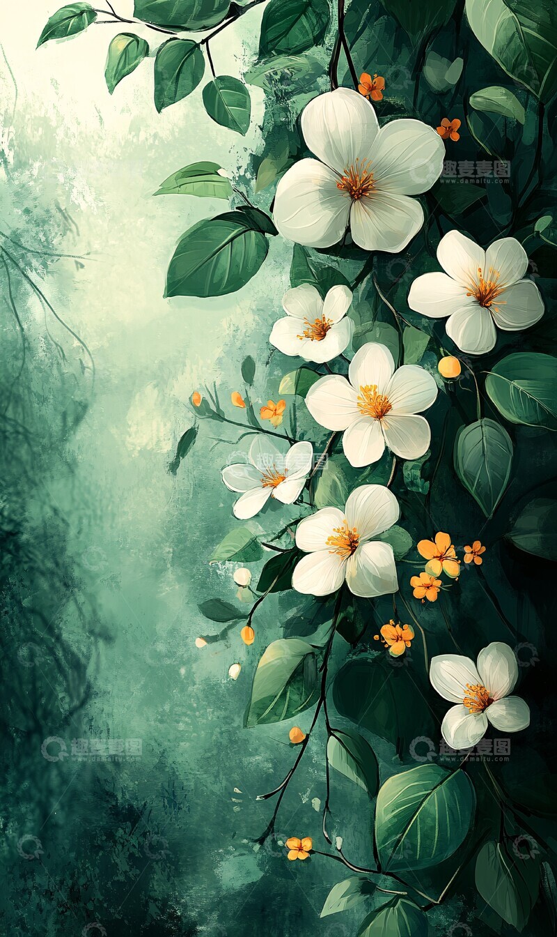 高清大图下载【趣麦麦图】绿意花卉背景2