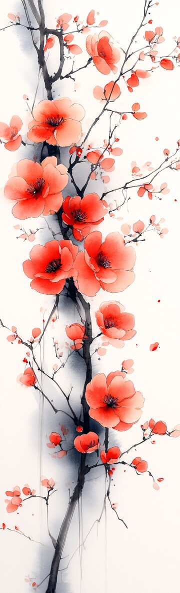 花叶水墨图水墨天空对称2