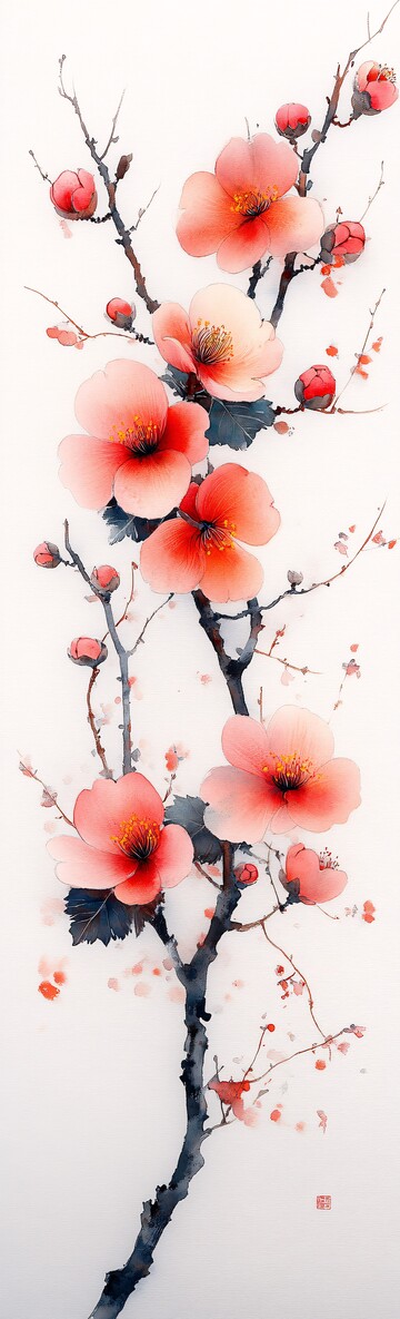 花叶水墨图水墨天空对称1