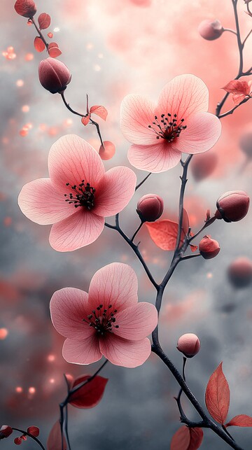 花影水彩渐变壁纸