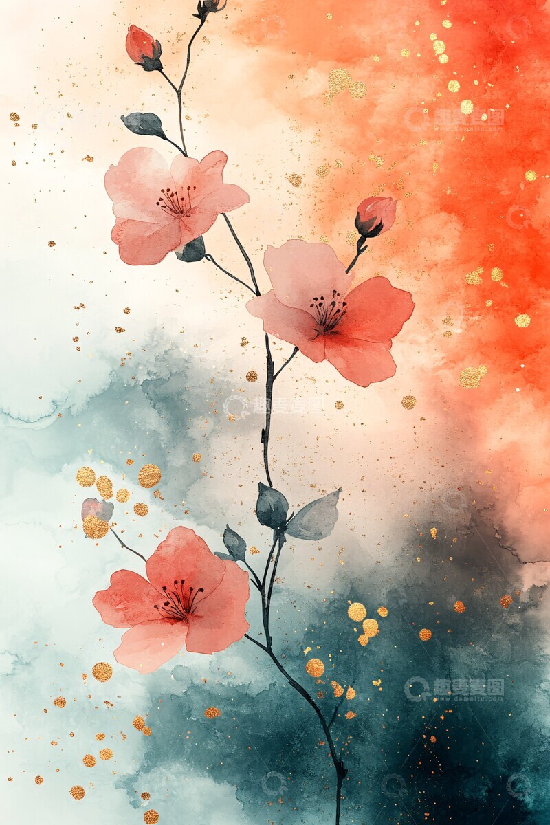 高清大图下载【趣麦麦图】法式花卉水彩纹样3
