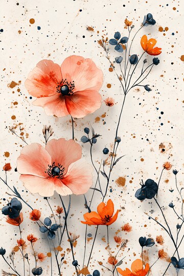 法式花卉水彩纹样