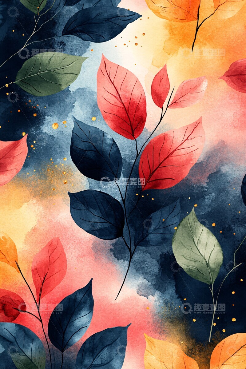 高清大图下载【趣麦麦图】法式花卉水彩纹样1