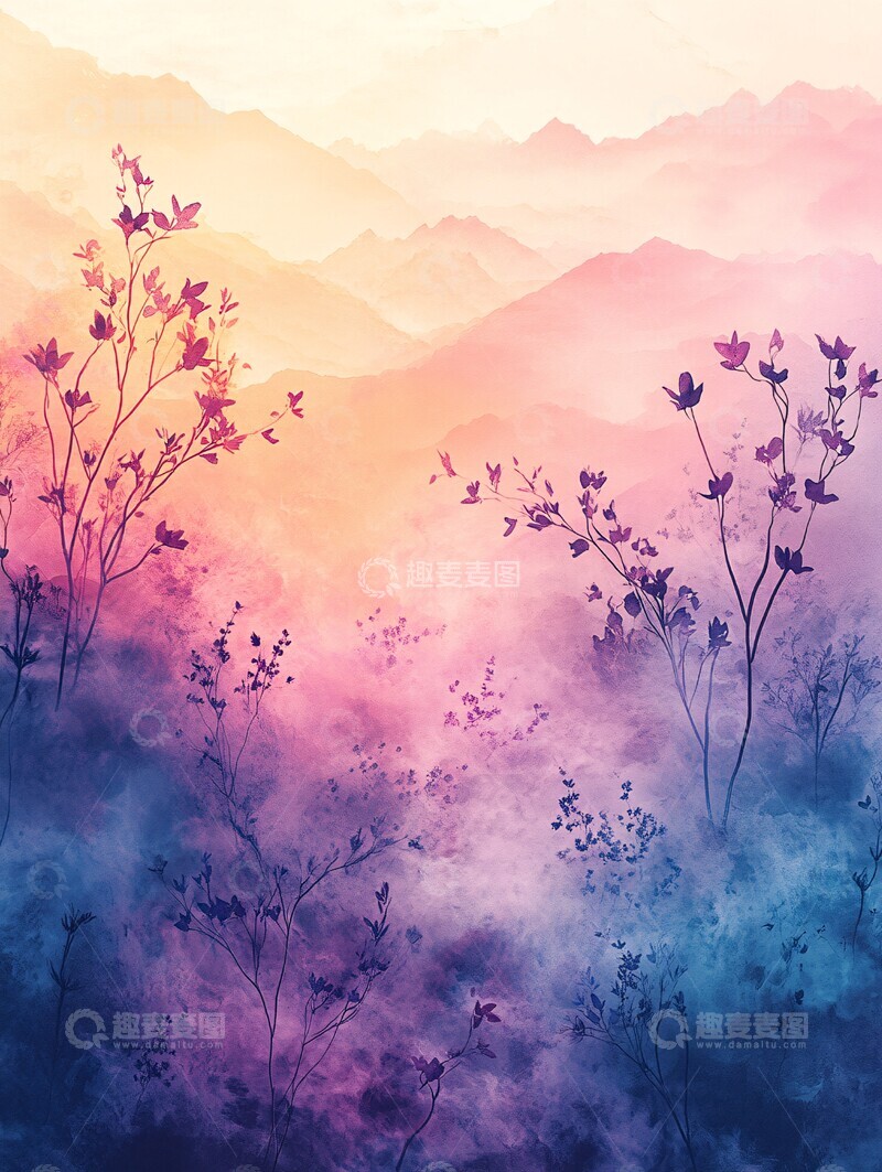 高清大图下载【趣麦麦图】蓝紫治愈手帐封面2