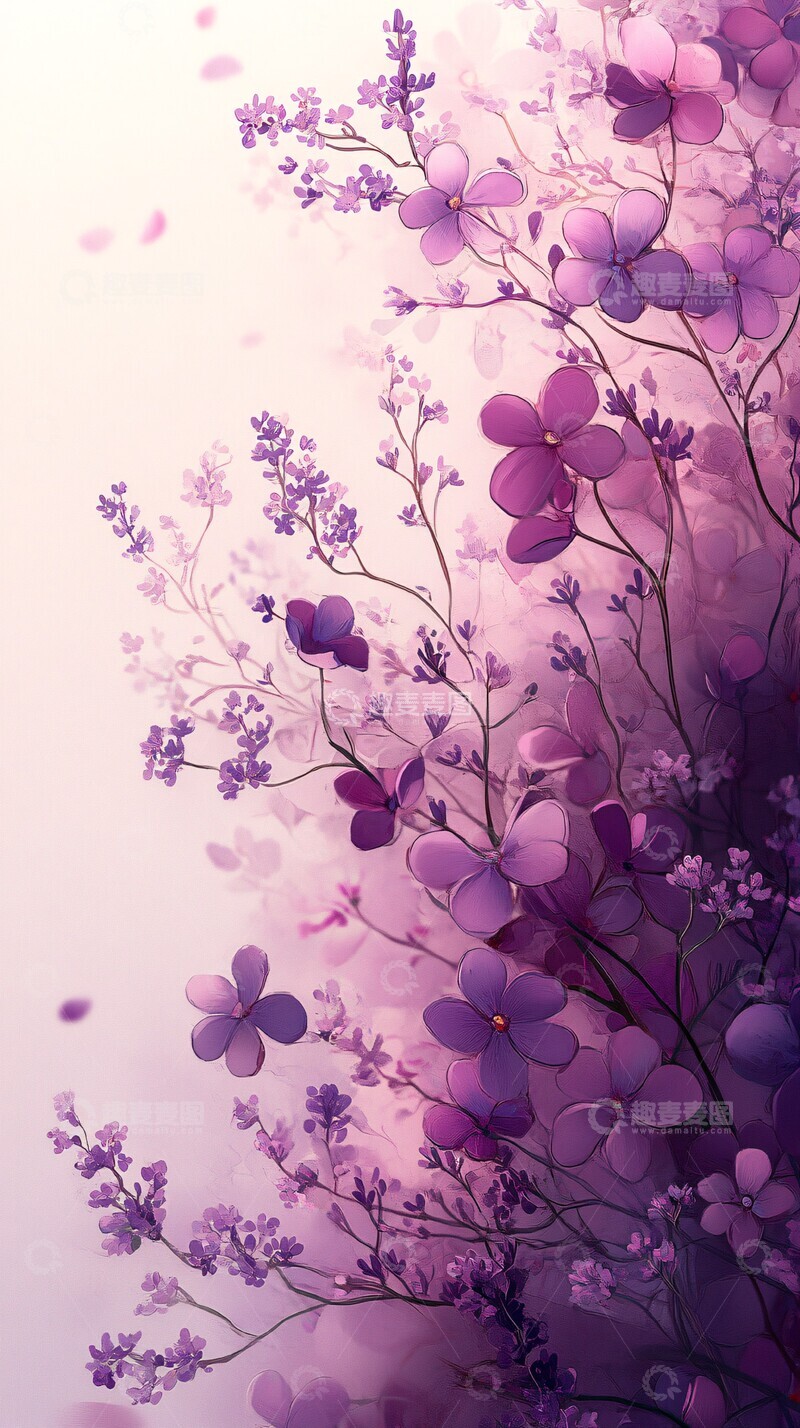 高清大图下载【趣麦麦图】紫色小花环绕设计