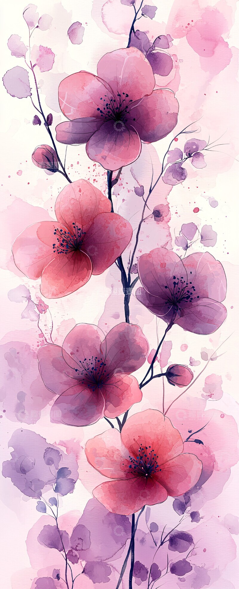 高清大图下载【趣麦麦图】水彩花卉纹样2