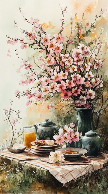 春日花间野餐图