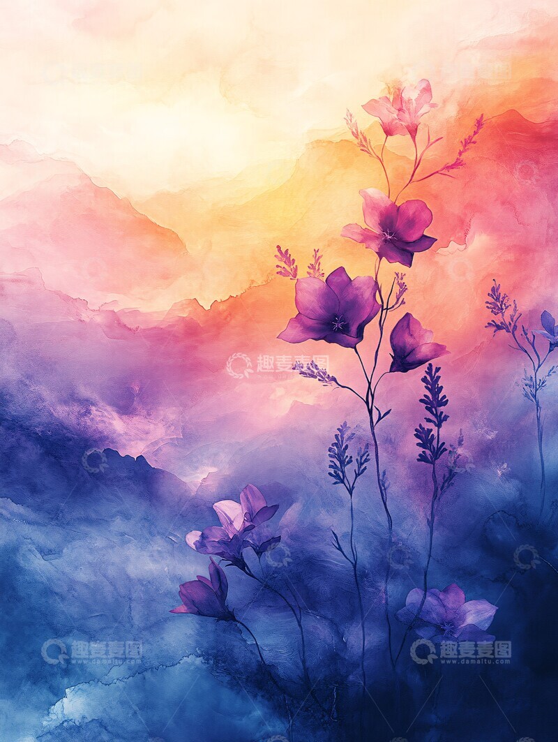 高清大图下载【趣麦麦图】蓝紫治愈手帐封面