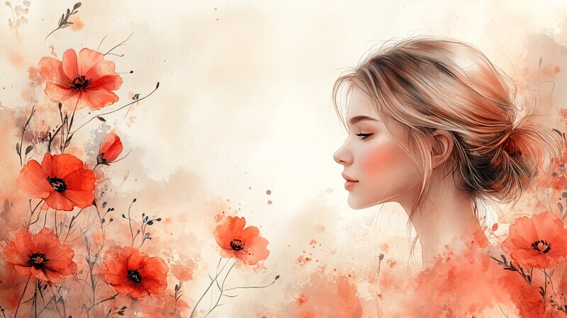 高清大图下载【趣麦麦图】花卉边框水彩背景