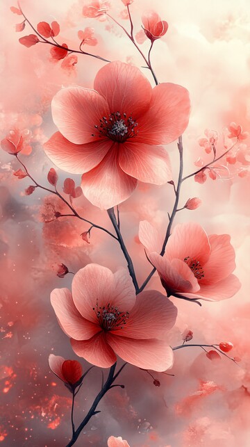 花影水彩渐变壁纸3